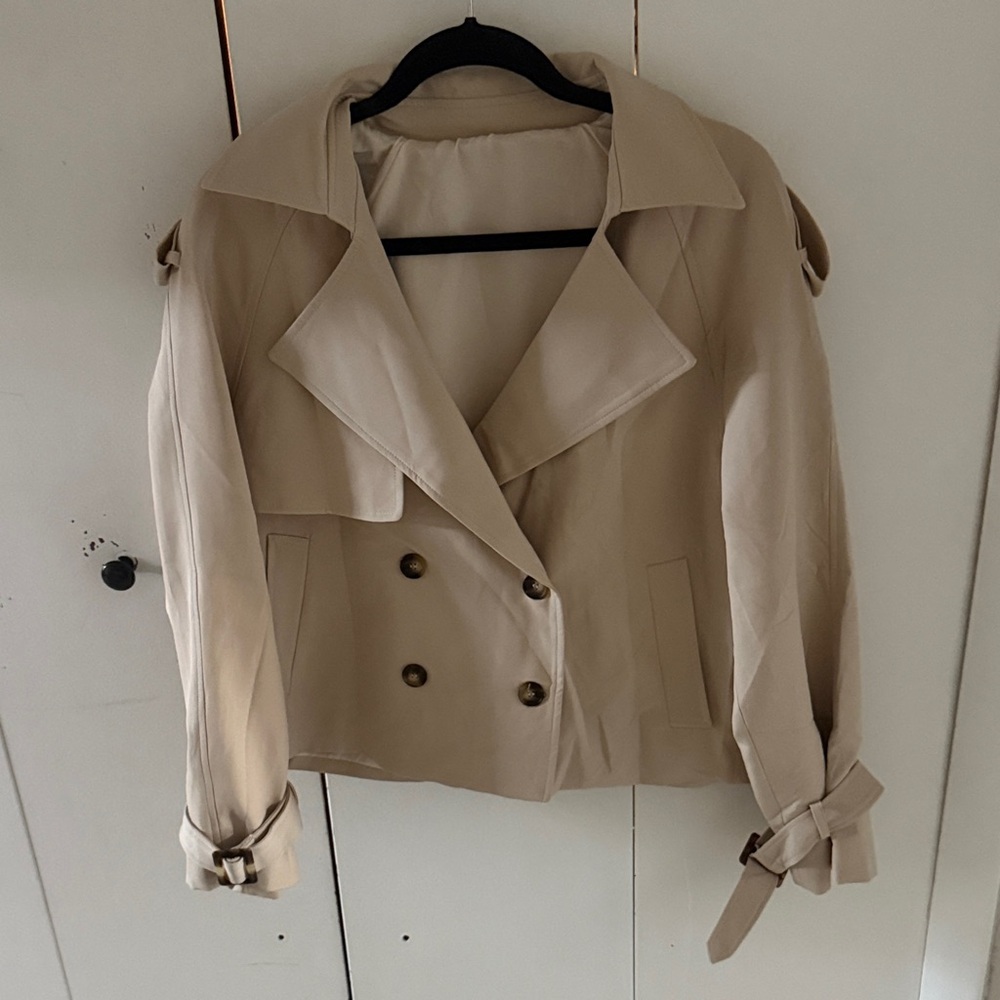 Women's Beige Double-Breasted Jacket